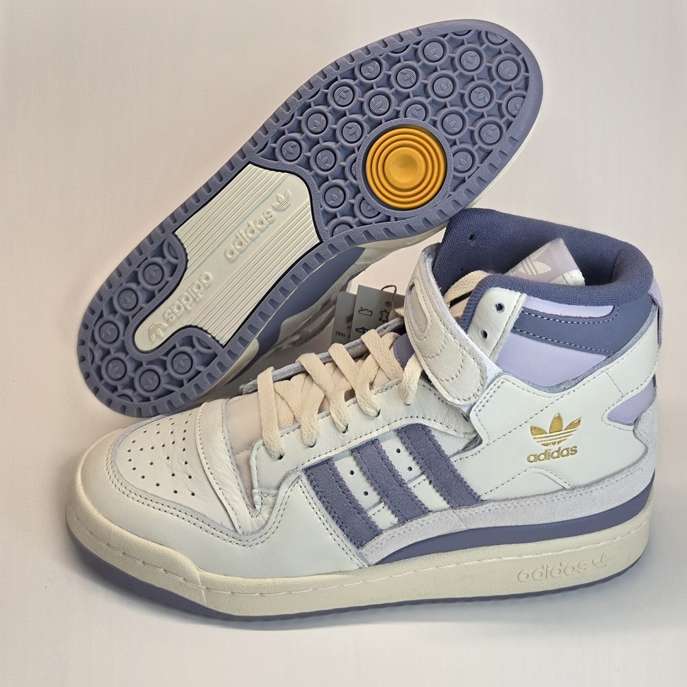 New  Adidas Forum 84 High Off White Silver Violet Sneakers  Men's Size 9
